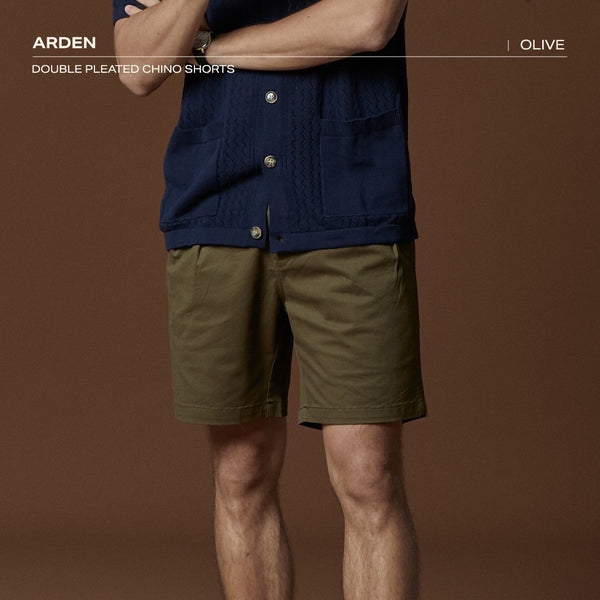 ARDEN PLEATED SHORTS - OLIVE