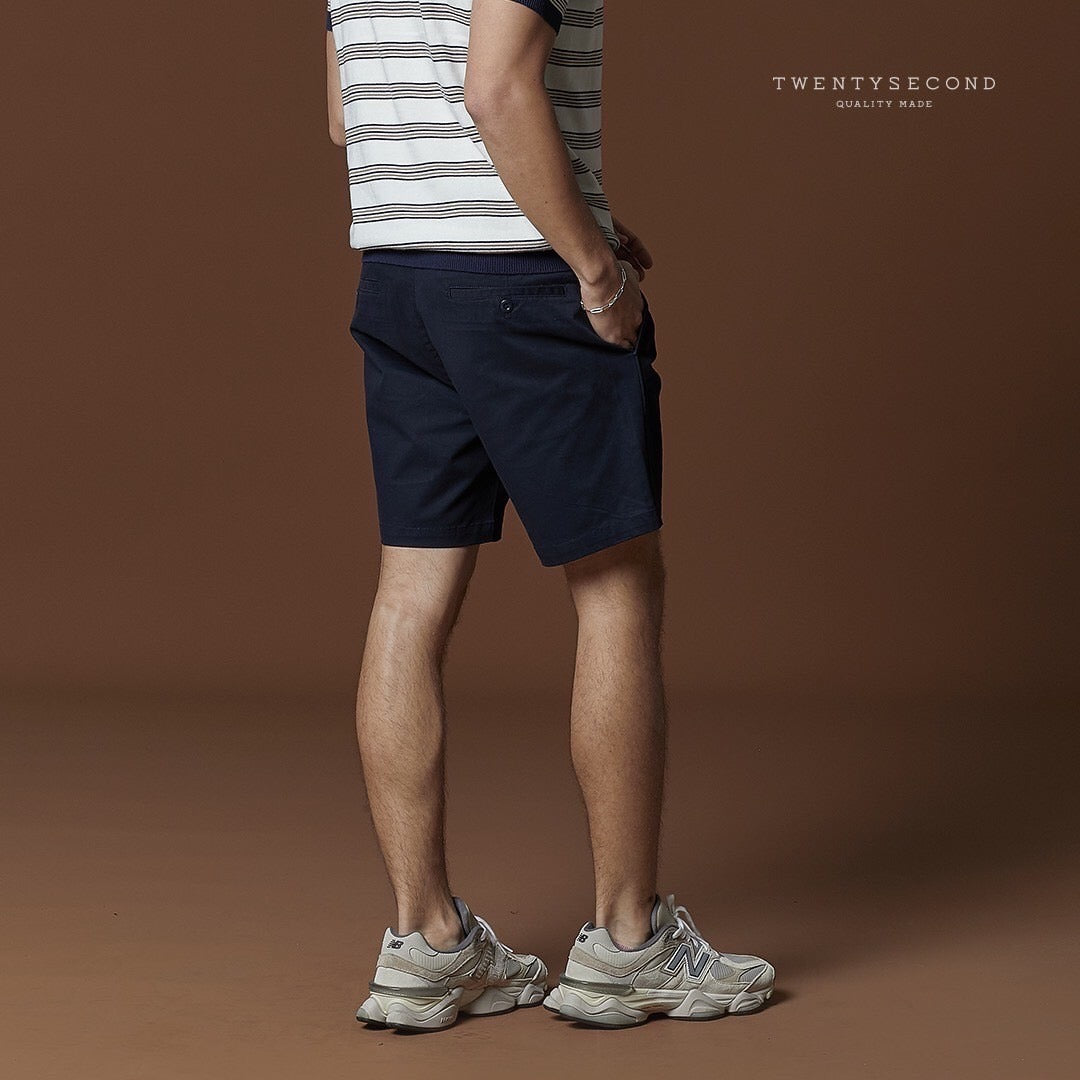 ARDEN PLEATED SHORTS - NAVY