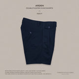 ARDEN PLEATED SHORTS - NAVY