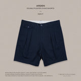 ARDEN PLEATED SHORTS - NAVY