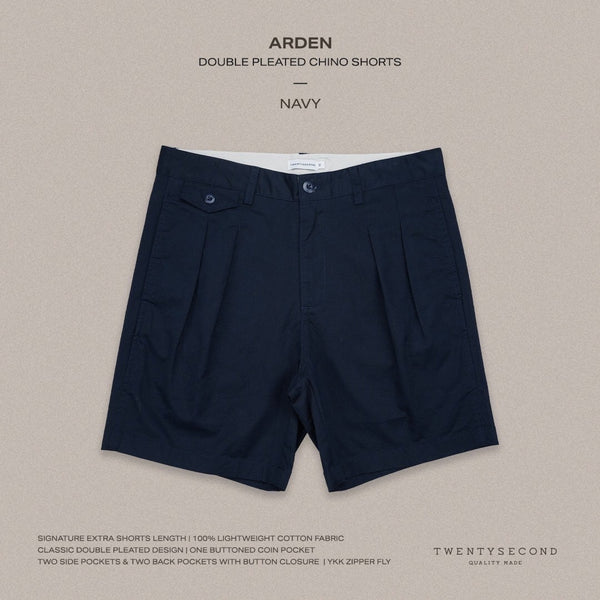 ARDEN PLEATED SHORTS - NAVY