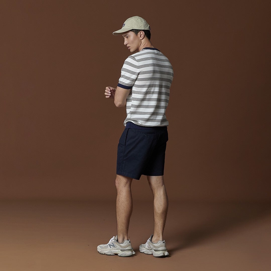 ARDEN PLEATED SHORTS - NAVY
