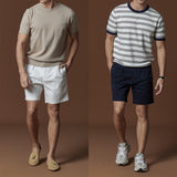 ARDEN PLEATED SHORTS - NAVY