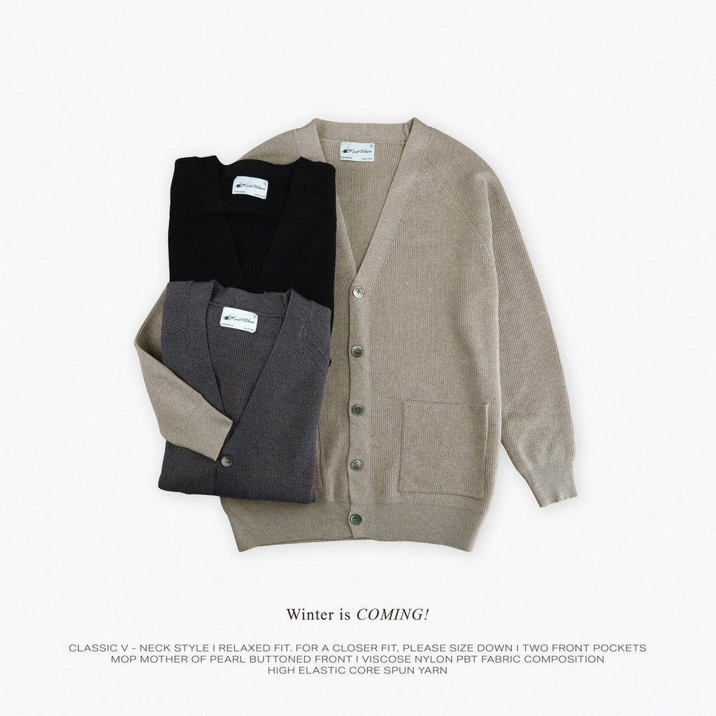 V-NECK CARDIGAN - BLACK