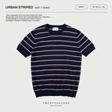 URBAN STRIPED KNIT TEE - NAVY