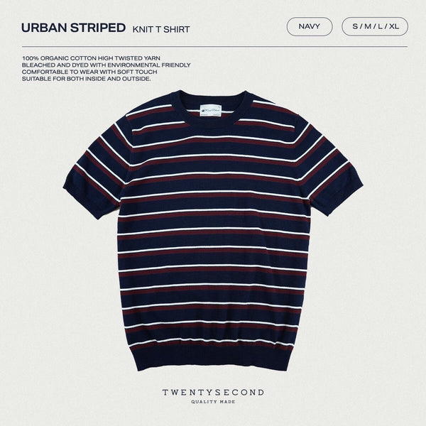 URBAN STRIPED KNIT TEE - NAVY