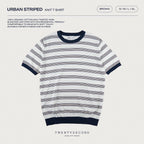 URBAN STRIPED KNIT TEE - BROWN