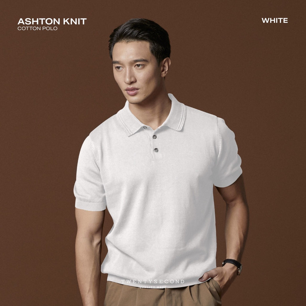 ASHTON KNIT POLO - WHITE