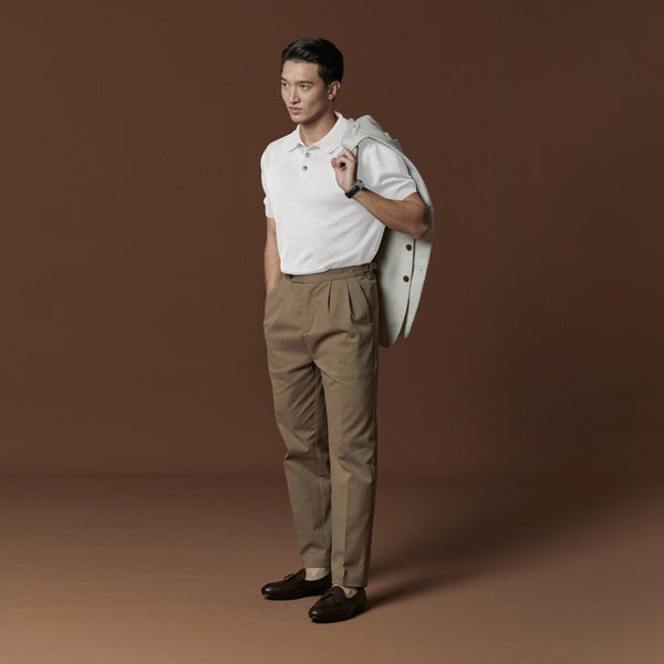 ASHTON KNIT POLO - WHITE