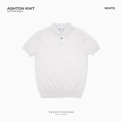 ASHTON KNIT POLO - WHITE