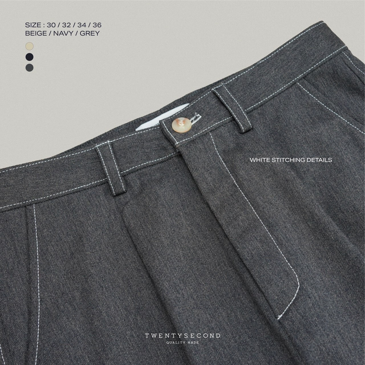 DYED TWILL TROUSERS - GREY