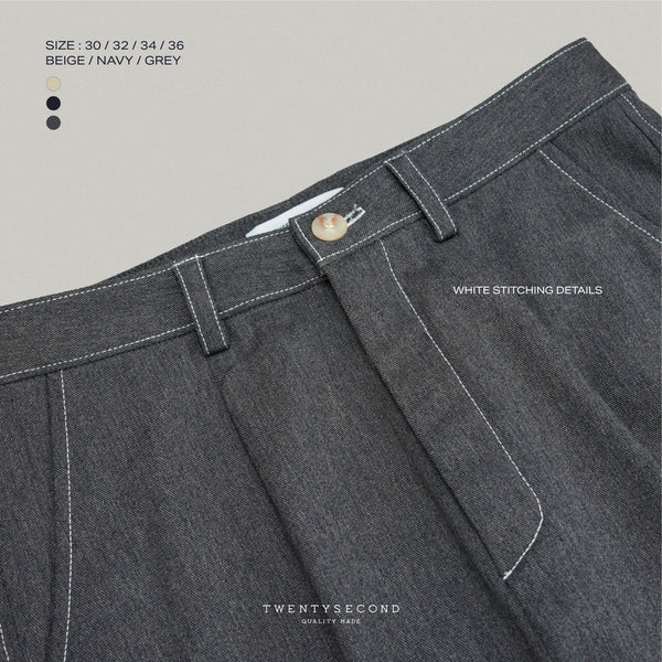 DYED TWILL TROUSERS - NAVY
