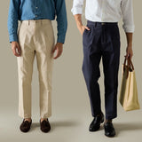 DYED TWILL TROUSERS - BEIGE