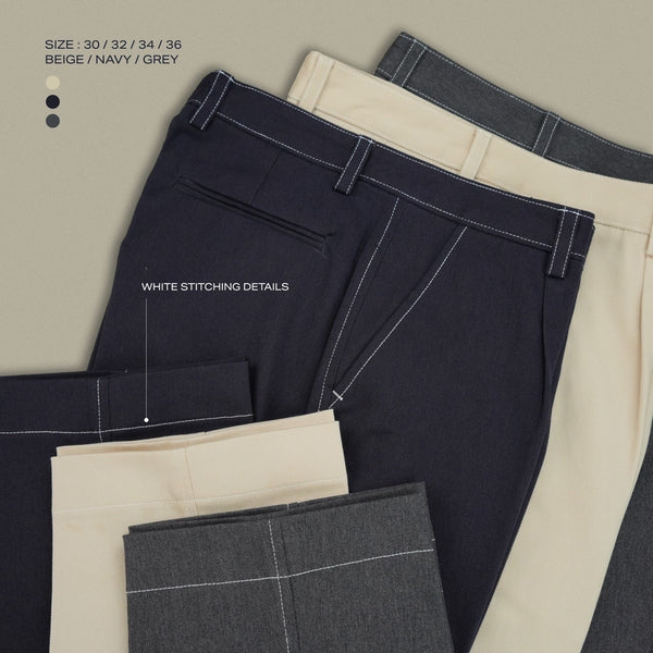 DYED TWILL TROUSERS - NAVY