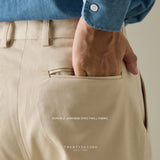 DYED TWILL TROUSERS - BEIGE