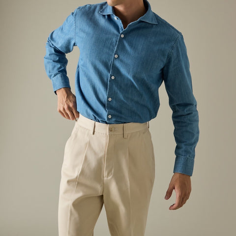 DYED TWILL TROUSERS - BEIGE