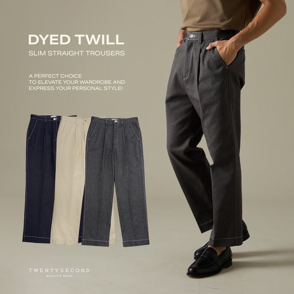 DYED TWILL TROUSERS - NAVY