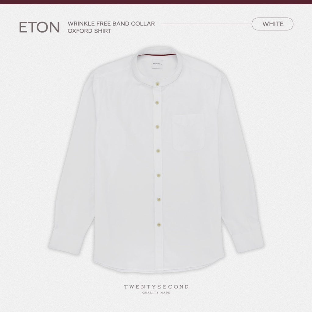 ETON BAND COLLAR SHIRT - WHITE