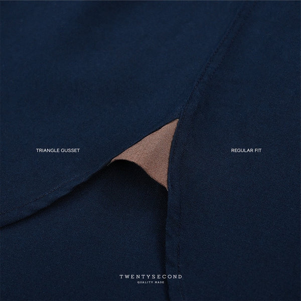 ETON BAND COLLAR SHIRT - NAVY