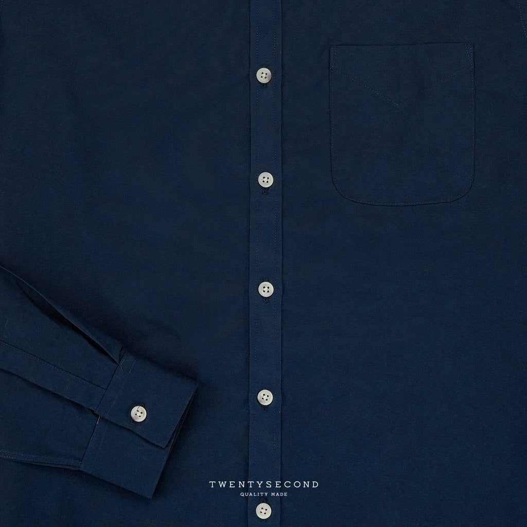 ETON BAND COLLAR SHIRT - NAVY