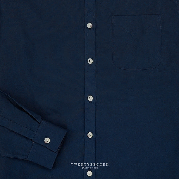 ETON BAND COLLAR SHIRT - NAVY