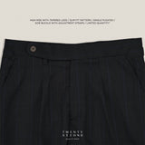 PLEATED WOOL BLEND TROUSERS - SQUARE BLACK