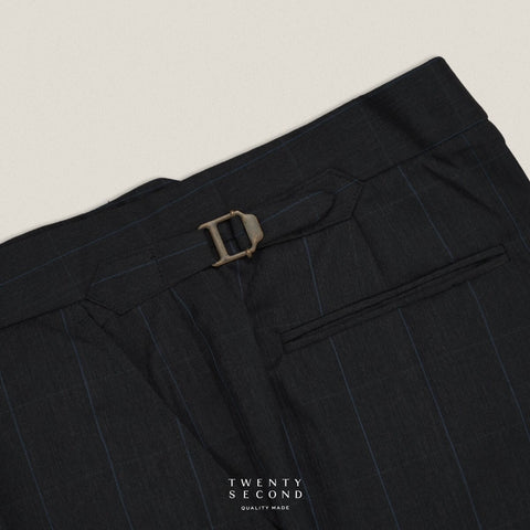 PLEATED WOOL BLEND TROUSERS - SQUARE BLACK
