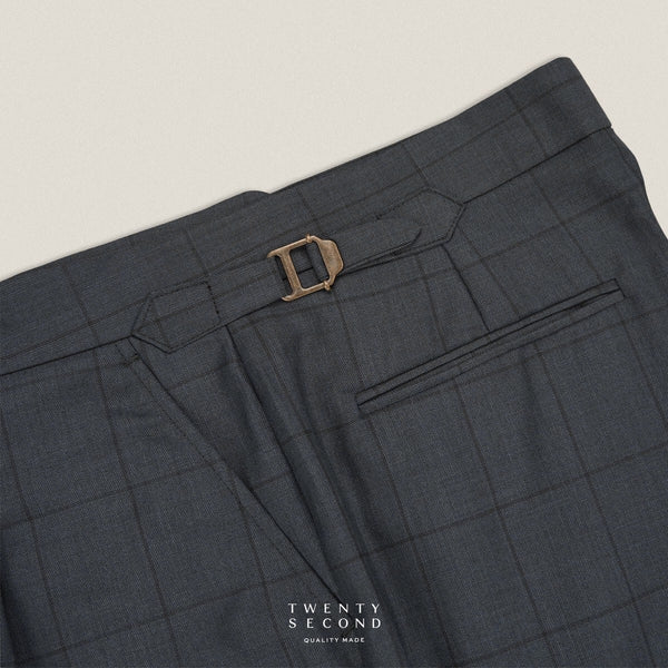 PLEATED WOOL BLEND TROUSERS - SQUARE GREY