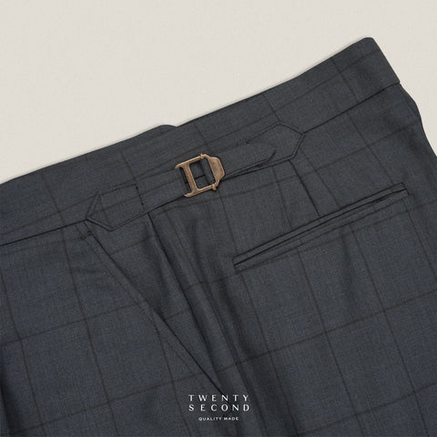 PLEATED WOOL BLEND TROUSERS - SQUARE GREY