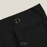 PLEATED WOOL BLEND TROUSERS - BLACK