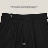 PLEATED WOOL BLEND TROUSERS - BLACK