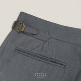 PLEATED WOOL BLEND TROUSERS - DARK GREY