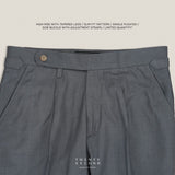 PLEATED WOOL BLEND TROUSERS - DARK GREY