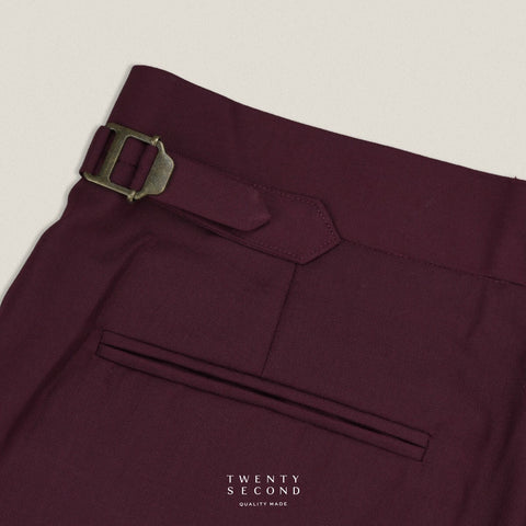 PLEATED WOOL BLEND TROUSERS - RED