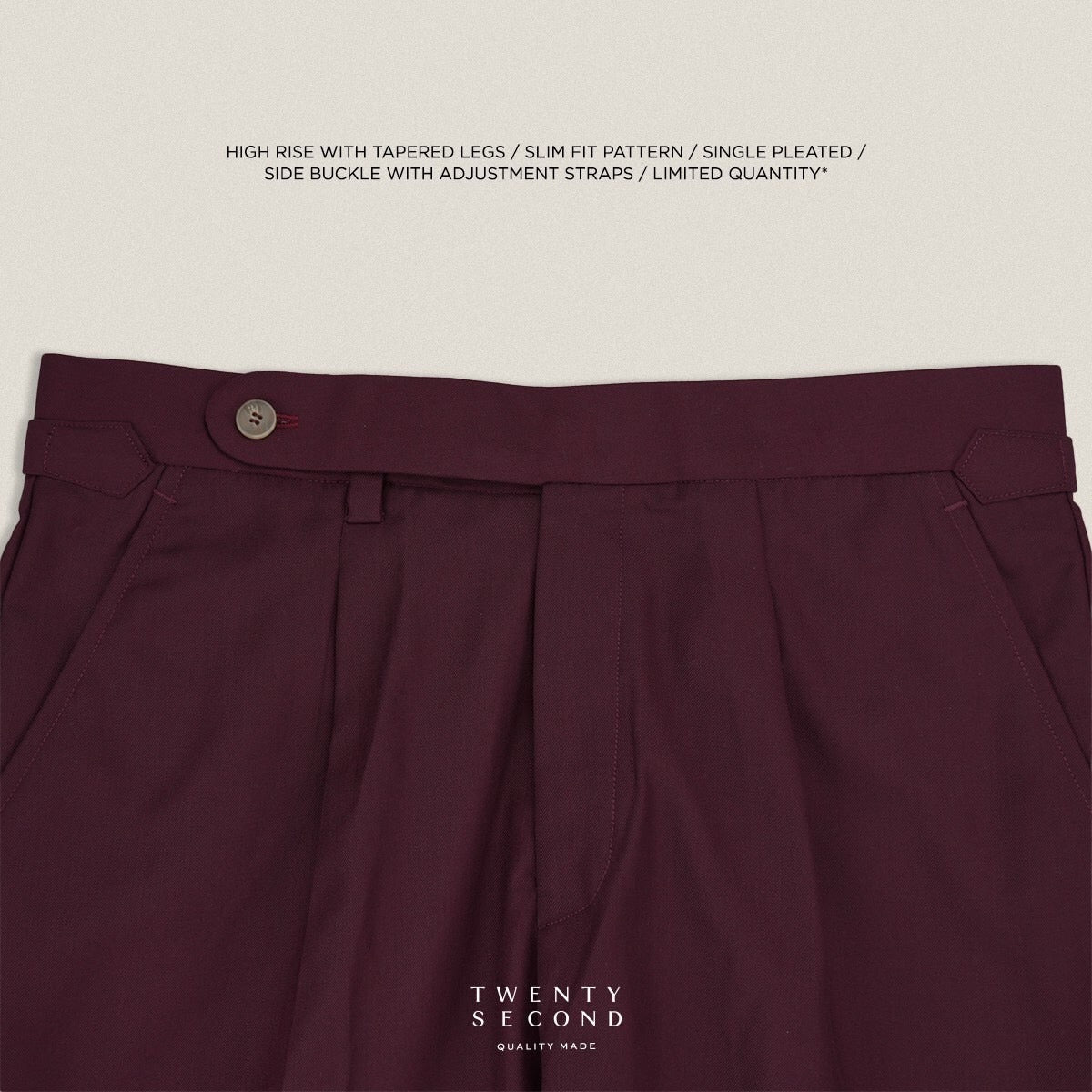 PLEATED WOOL BLEND TROUSERS - RED