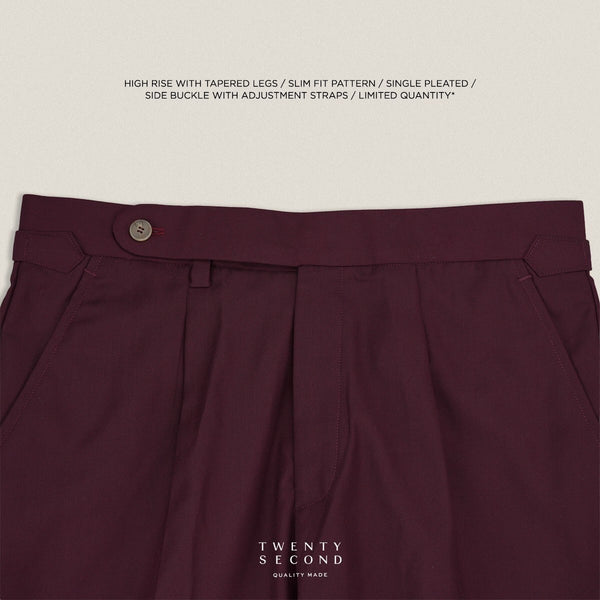 PLEATED WOOL BLEND TROUSERS - RED