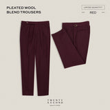 PLEATED WOOL BLEND TROUSERS - RED
