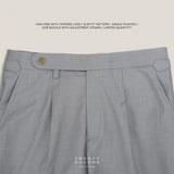 PLEATED WOOL BLEND TROUSERS - SILVER