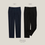 PLEATED WOOL BLEND TROUSERS - BLACK