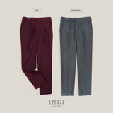 PLEATED WOOL BLEND TROUSERS - BLACK