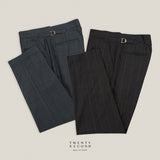 PLEATED WOOL BLEND TROUSERS - SQUARE BLACK