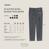 PLEATED WOOL BLEND TROUSERS - BLACK