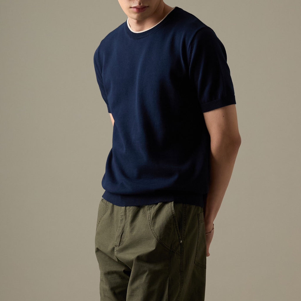 CARSON KNIT TEE - NAVY