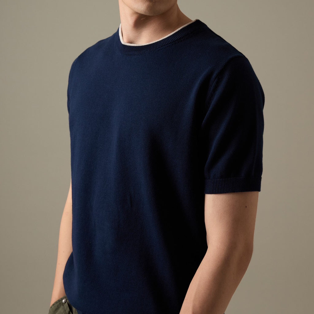 CARSON KNIT TEE - NAVY