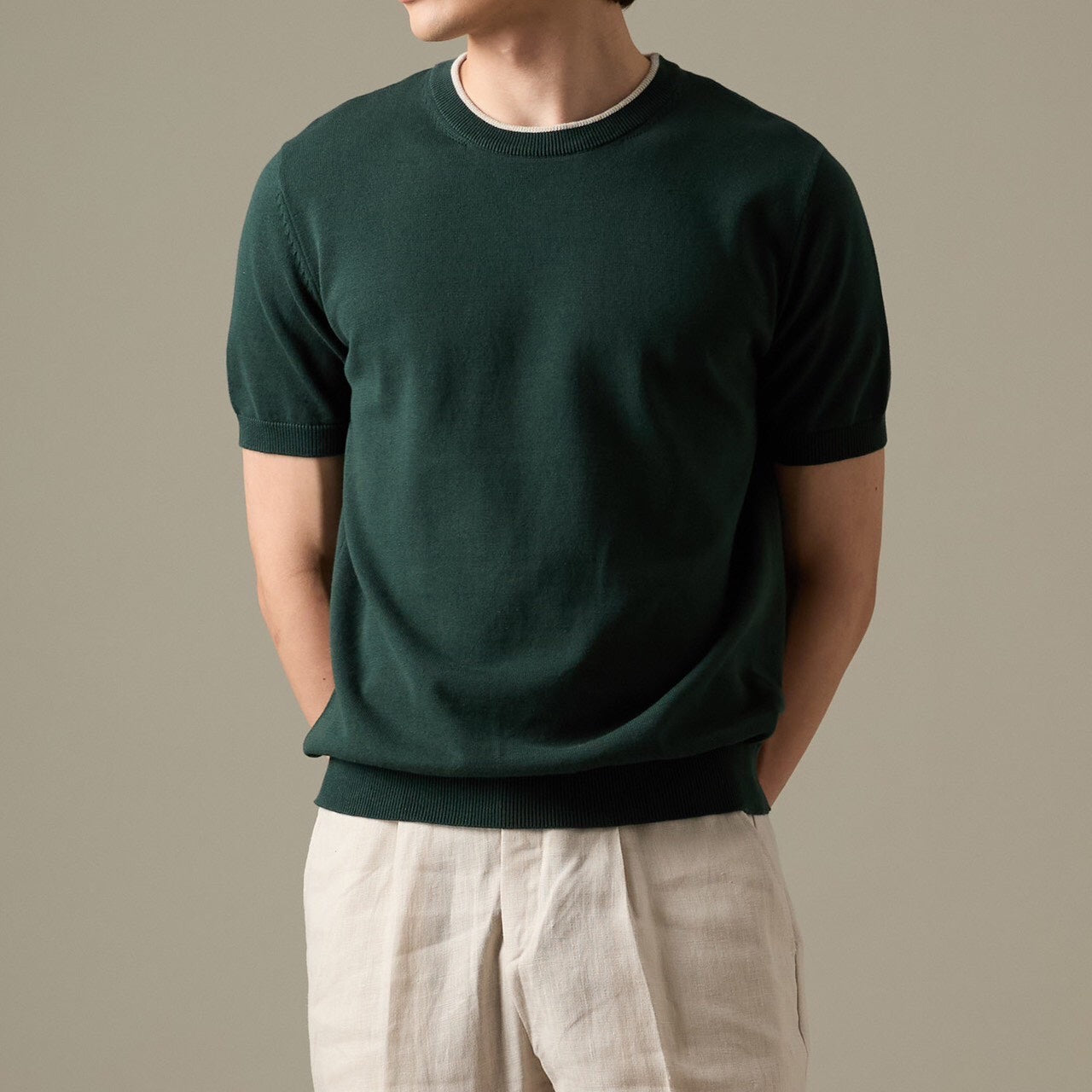 CARSON KNIT TEE - GREEN