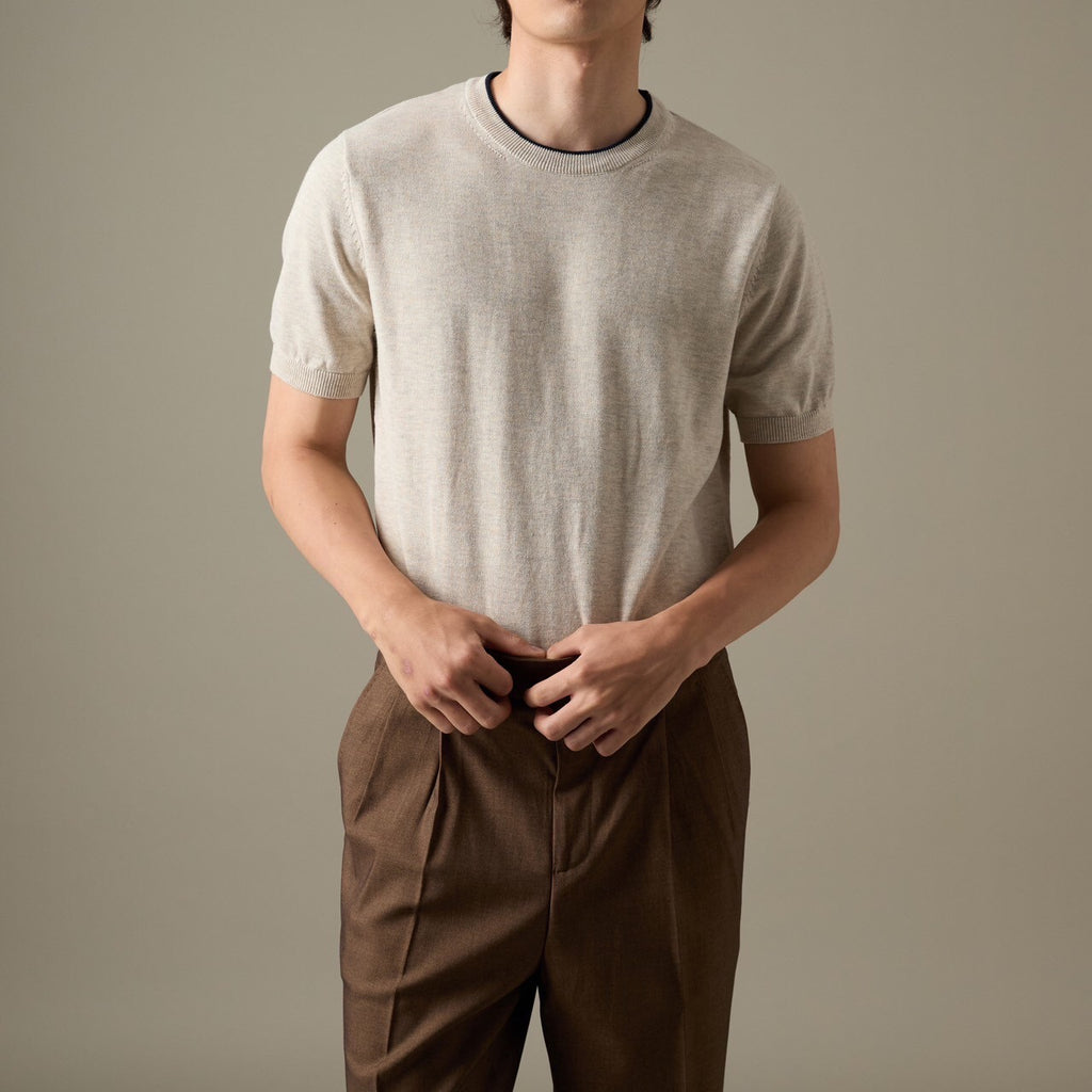 CARSON KNIT TEE - BEIGE
