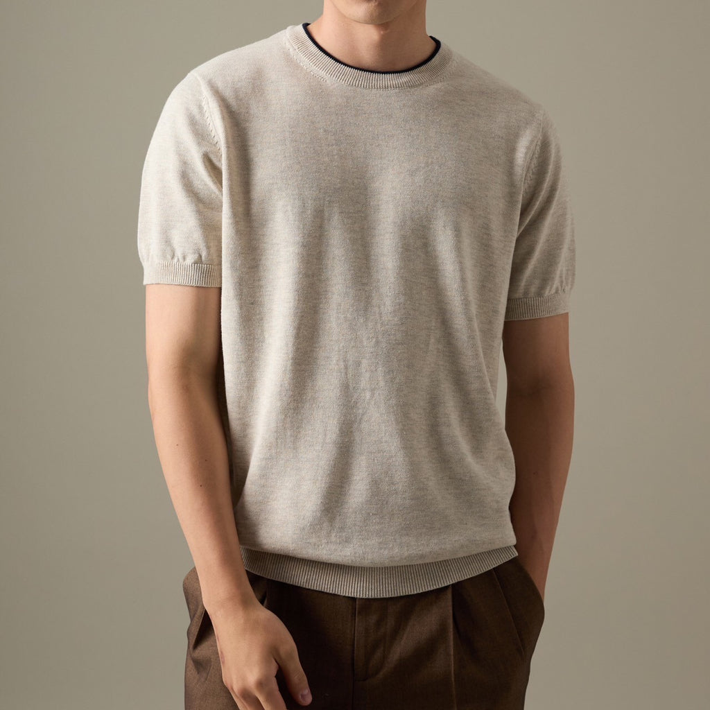 CARSON KNIT TEE - BEIGE