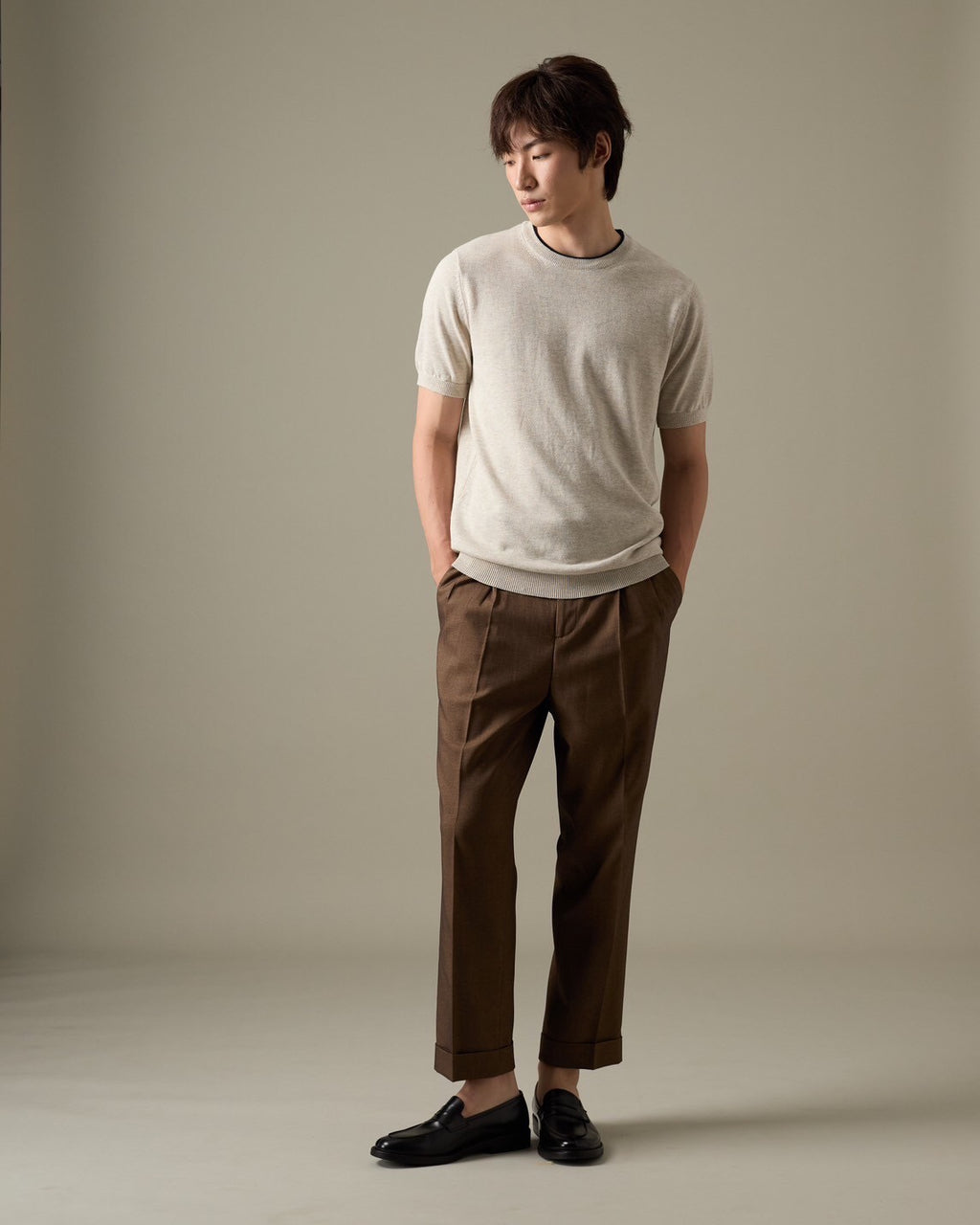 CARSON KNIT TEE - BEIGE