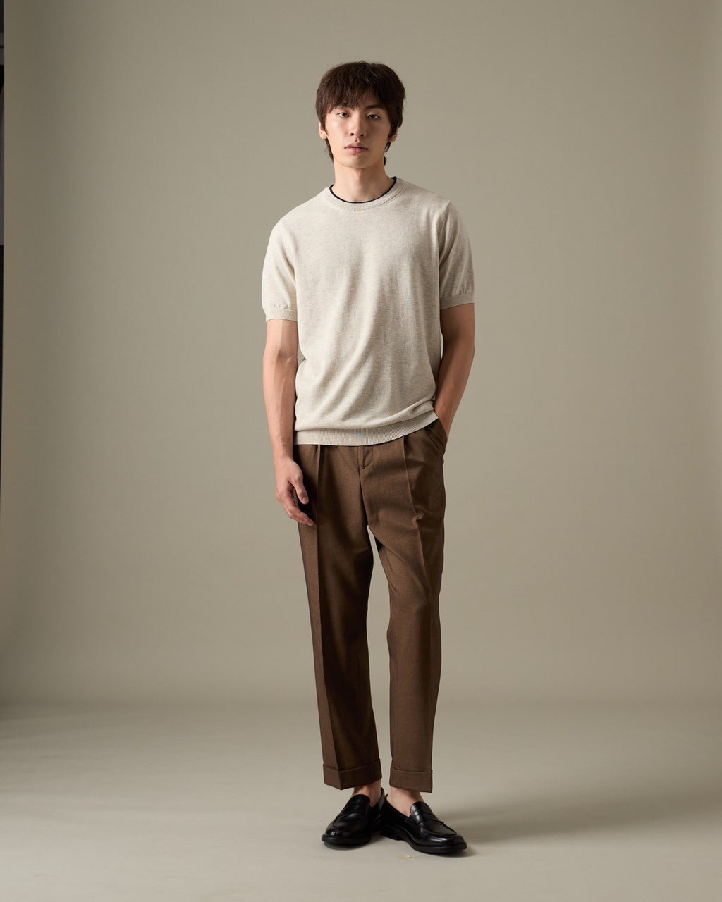 CARSON KNIT TEE - BEIGE