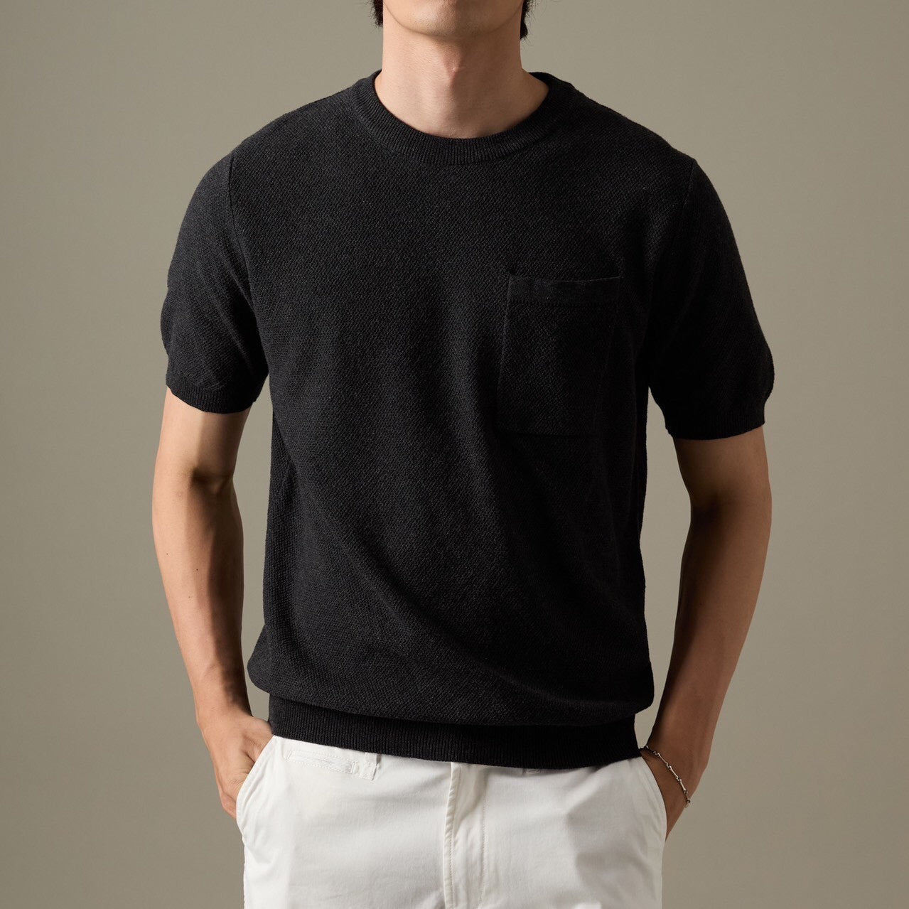 BRANDON KNIT TEE - BLACK
